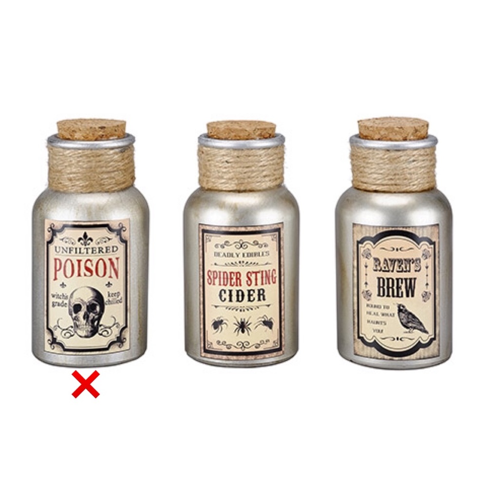 Glass Potion Bottle: Silver: Poison